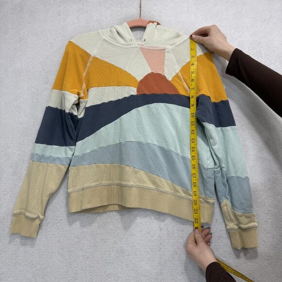 Faherty Hoodie Womens Small Multicolor Sunrise Colorblock Terry Pullover Cotton - Picture 5 of 8